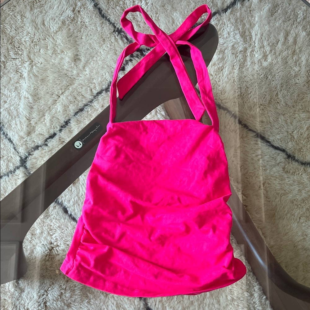 Woman’s Cropped Halter Top - Hot Pink